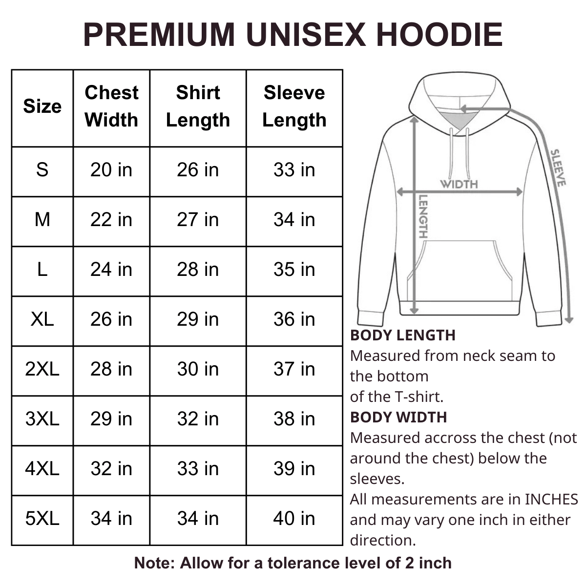 Hoodie Size Guide 2 1