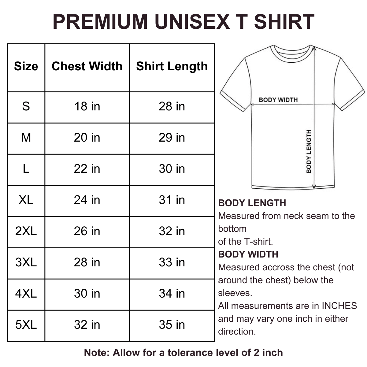 T Shirt Size Guide 2 1